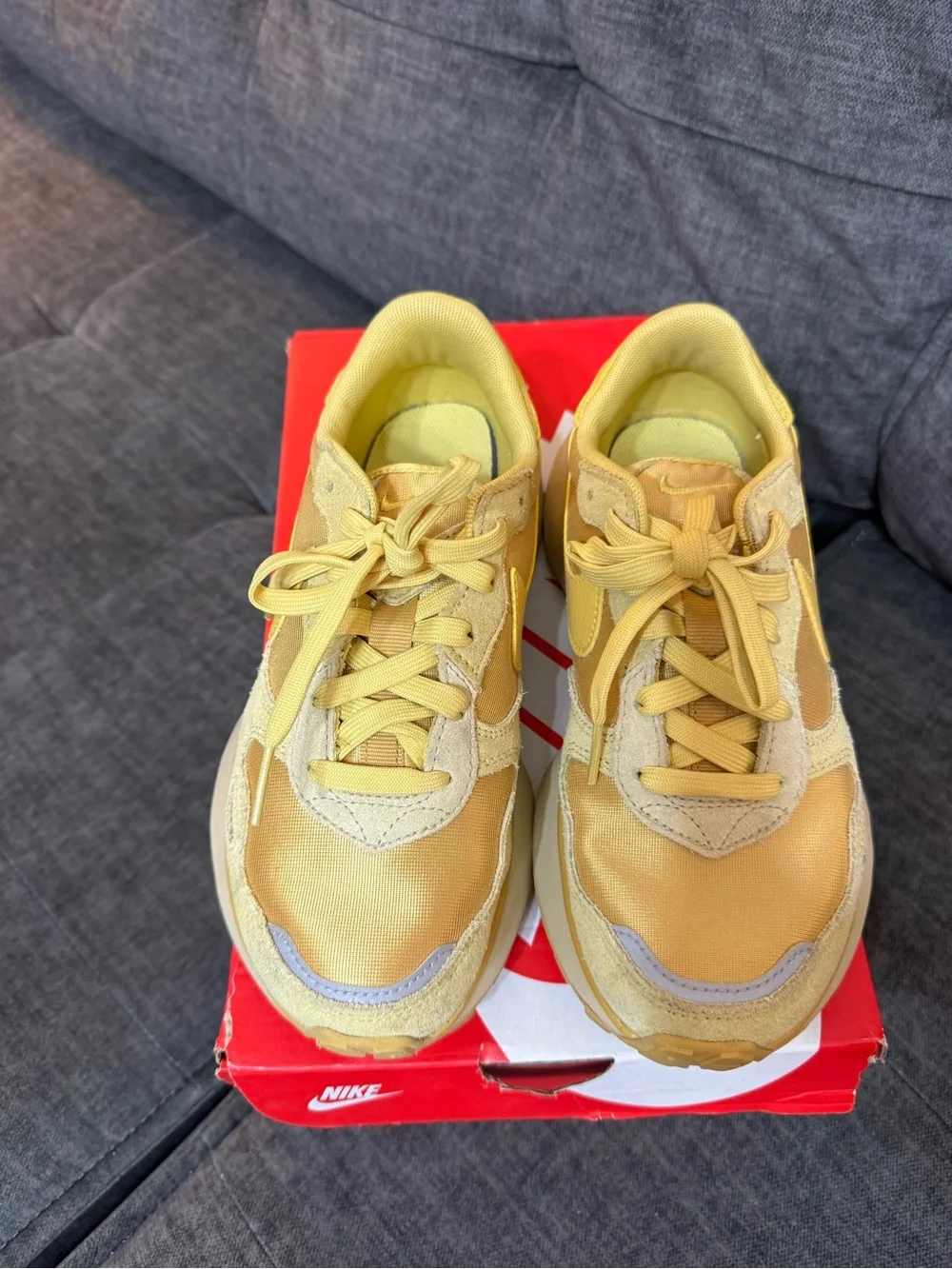 Nike Yellow Retro-Style Mesh & Suede Sneakers